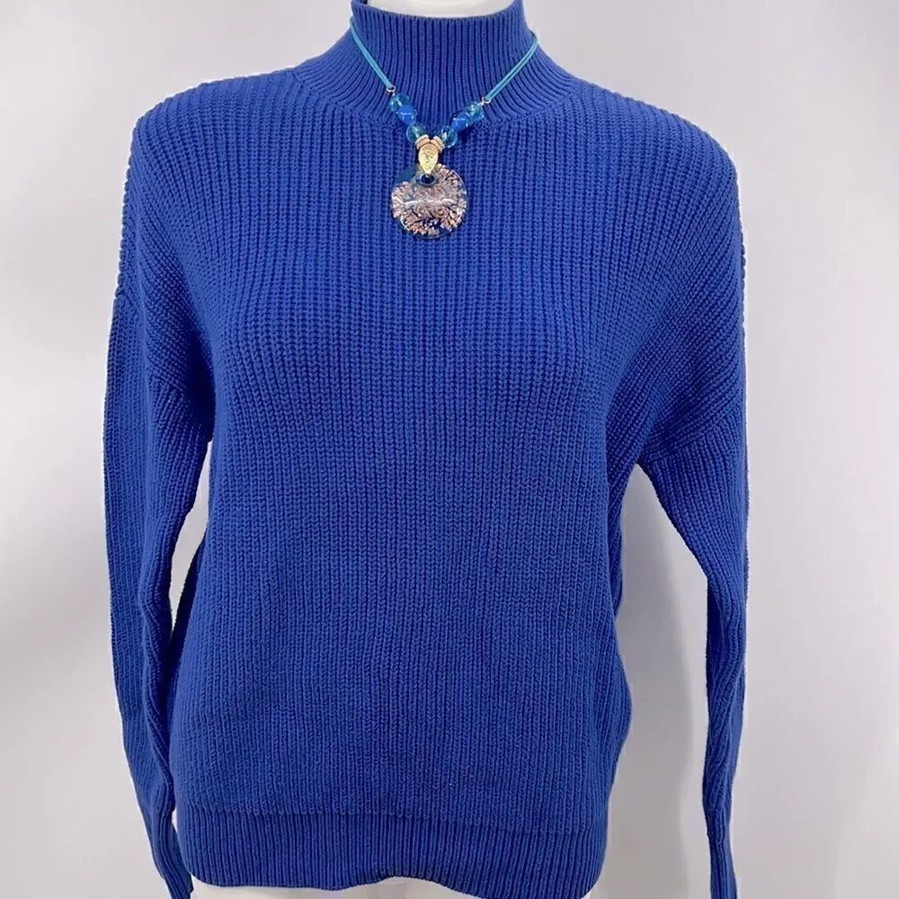 Magaschoni small royal blue knit turtleneck sweater